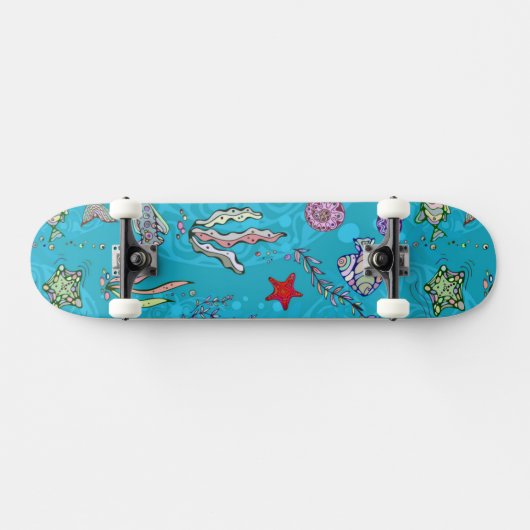 Türkis-Fisch-Muster Skateboard (Horizontal)