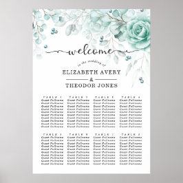Türkis floral Elegante Hochzeit Poster