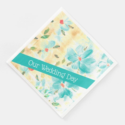 Türkis floral Gemustert Serviette (Ecke)