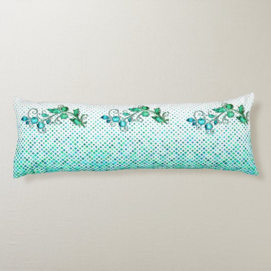 Türkis Floral Seitenschläferkissen (Rückseite)