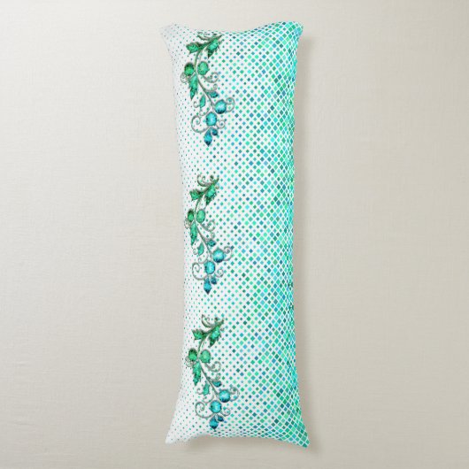 Türkis Floral Seitenschläferkissen (Vorderseite Vertikal)