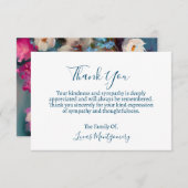 Türkis florale Beerdigung Danke, Beileid Mitteilungskarte (Vorne/Hinten)