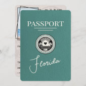 Türkis Florida Passport Save the Date (Vorne/Hinten)