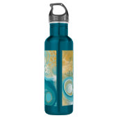 Türkis Fluid Art Marmor Personalisiert Edelstahlflasche (Rückseite)
