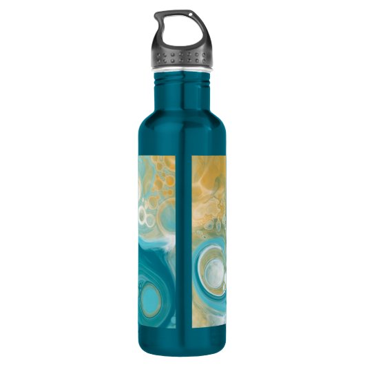 Türkis Fluid Art Marmor Personalisiert Edelstahlflasche (Rückseite)