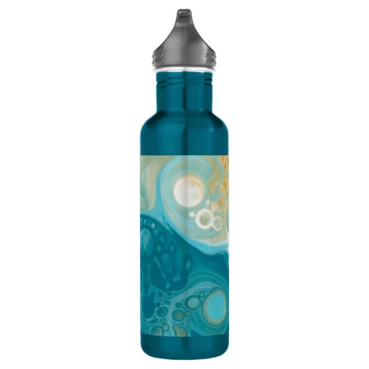 Türkis Fluid Art Marmor Personalisiert Edelstahlflasche (Rechts)