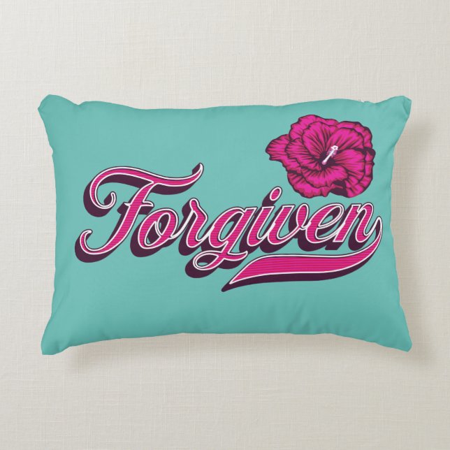 Türkis Forded Hibiskus Dekokissen (Vorderseite)