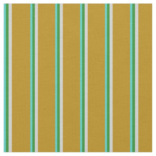 Türkis, Forest Green, Grau & Dark Goldenrod Stoff (Nahaufnahme)