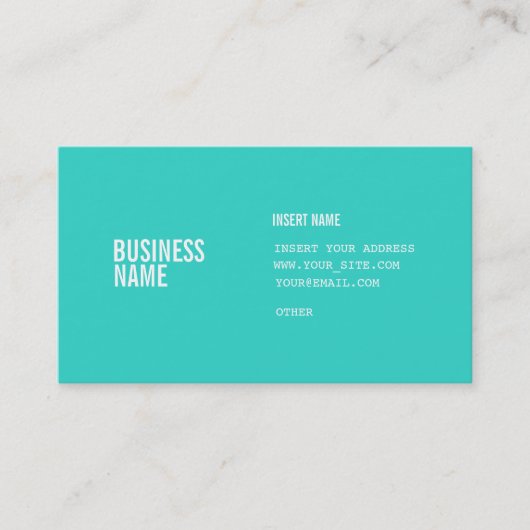 Türkis-Format mit Spalten kondensierte Schriftart Visitenkarte (Vorderseite)