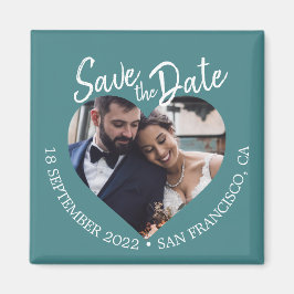 Türkis Foto Moderne Schrift Save-the-Date-Karte Magnet