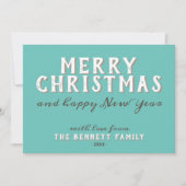 Türkis frohe Weihnachten glücklich Neues Jahr Karte (Vorderseite)