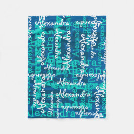 Türkis Frozen Ice Blue Girls Name Collage Fleecedecke