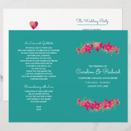 Türkis Fuchsia Floral WedPrograms