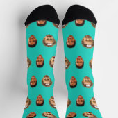 Türkis Funny Custom 2 Face Foto Mama Socken (Oben)