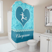 Türkis-Fußball-Mädchen mit Namen und Zahl Duschvorhang (Beispiel)