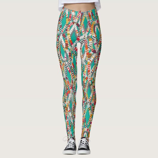 türkis geknallter Knoten Leggings (Vorderseite)