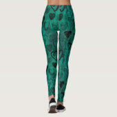 Türkis-Gekritzel-Schmutz-Herzen Leggings (Rückseite)