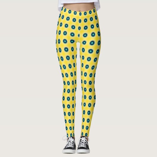 Türkis-Gelb Leggings (Vorderseite)
