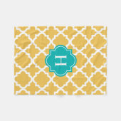 Türkis-Gelb-Monogramm | Fleece Blanket (Vorderseite (Horizontal))