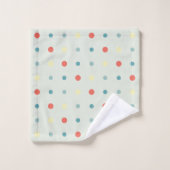 Türkis, gelb und orange Punkte Badhandtuch Set (Waschlappen)