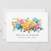 Türkis, Gelb und Rosa Blumenzehen Dankeskarte (Vorderseite)