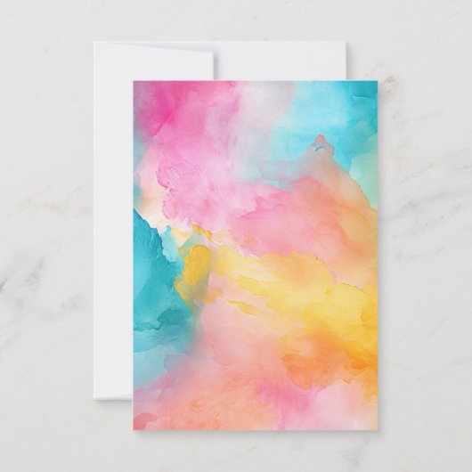 Türkis, Gelb und Rosa Blumenzehen RSVP Karte (Rückseite)