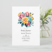 Türkis, Gelb und Rosa Brautparty Einladung (Stehend Vorderseite)