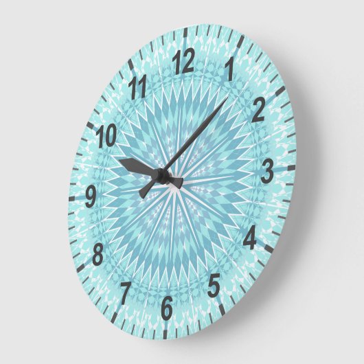 Türkis Geometric Modern Mandala Große Wanduhr (Winkel)