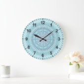 Türkis Geometric Modern Mandala Große Wanduhr (Zuhause)