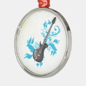 Türkis-Gitarre-Blätter, maßgeschneidert Silbernes Ornament (Links)