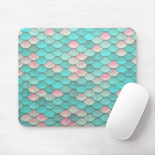 Türkis-glänzendes Fisch-Skala-Effekt-Muster Mousepad (Mit Mouse)