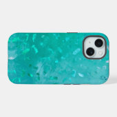 Türkis Glitter iPhone 15 Hülle (Rückseite (Horizontal))