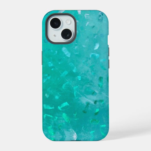 Türkis Glitter iPhone 15 Hülle (Rückseite)