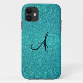 Türkis-Glittermonogramm Case-Mate iPhone Hülle (Rückseite)