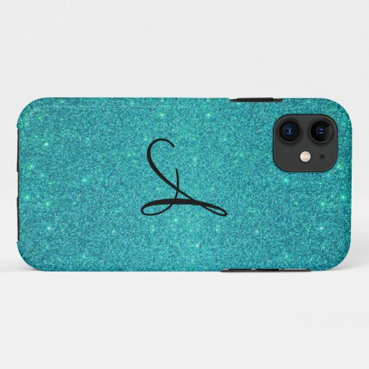 Türkis-Glittermonogramm Case-Mate iPhone Hülle (Rückseite (Horizontal))