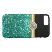 Türkis-Glitzer Bling Case-Mate iPhone Hülle (Rückseite (Horizontal))