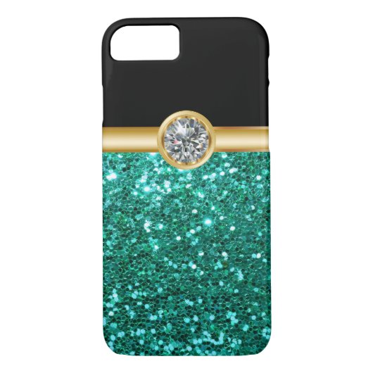 Türkis-Glitzer Bling Case-Mate iPhone Hülle (Rückseite)