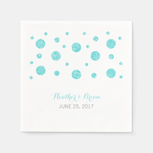 Türkis Glitzer Confetti Wedpaper Napkins Serviette (Vorderseite)