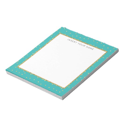 Türkis & Glitzer Personalisiert Notepad 5.5" x 6" Notizblock (Rotiert)