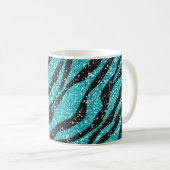 Türkis Glitzer Zebra Print Kaffeetasse (VorderseiteRechts)