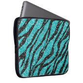 Türkis Glitzer Zebra Print Laptopschutzhülle (Vorne Rechts)