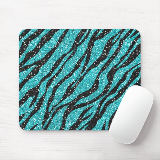 Türkis Glitzer Zebra Print Mousepad (Mit Mouse)
