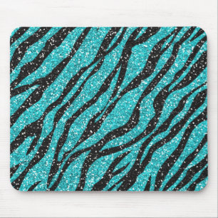 Türkis Glitzer Zebra Print Mousepad