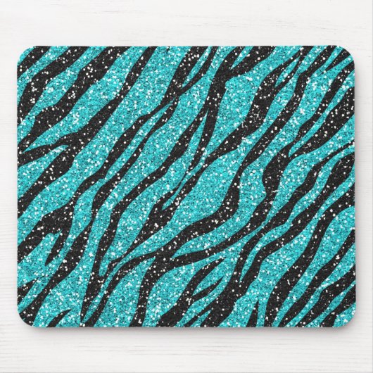 Türkis Glitzer Zebra Print Mousepad (Vorne)