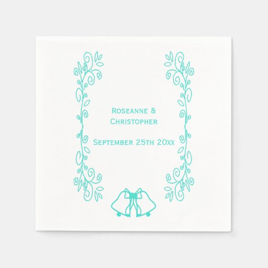 Türkis-Glocken-Hochzeitsempfang Serviette (Vorderseite)