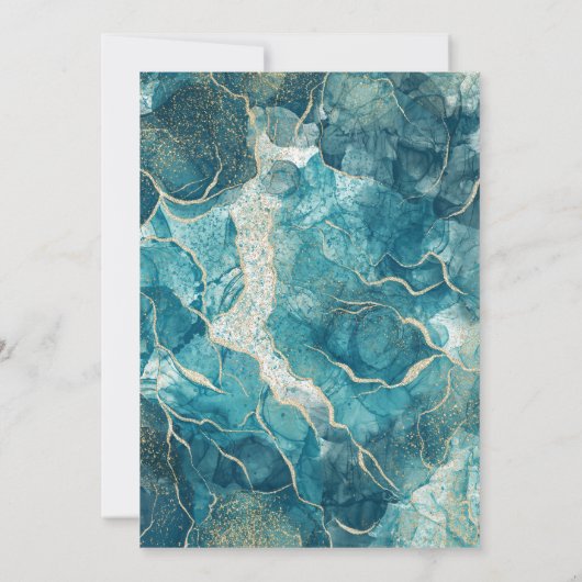Türkis Gold Agate Moderne Hochzeit Einladung (Rückseite)