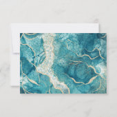 Türkis Gold Agate Moderne Hochzeit RSVP Karte (Rückseite)