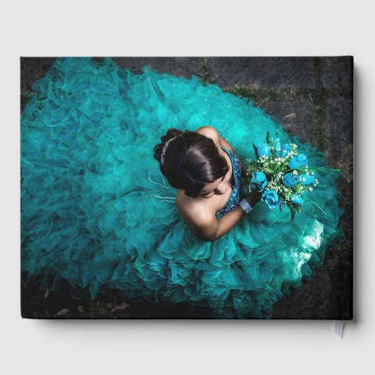 Türkis & Gold Arabian Quinceñera Gästebuch (Rückseite)