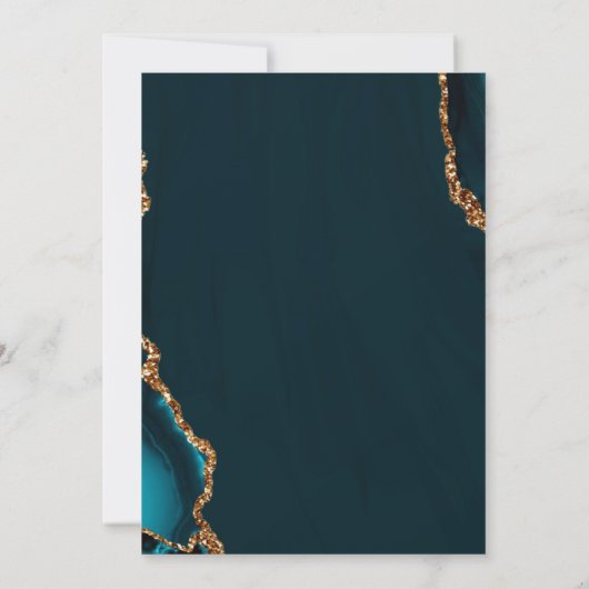 Türkis & Gold Beerdigung feiern Leben Einladung (Rückseite)