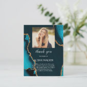 Türkis & Gold Beerdigung Gedenkmal Danke Karte (Stehend Vorderseite)